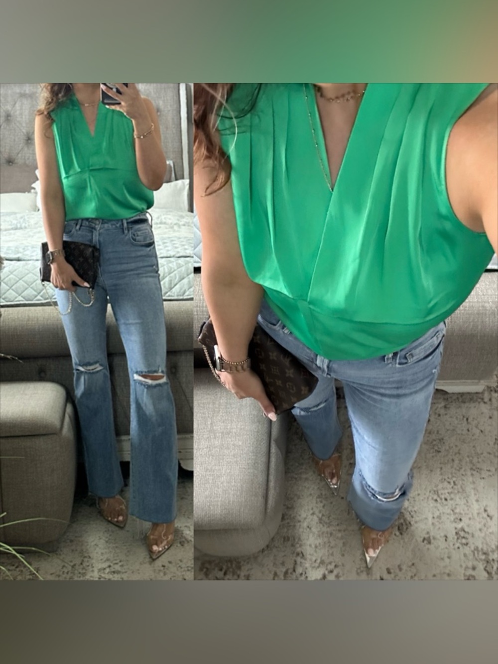 New🩷 Fresh Pop Green Blouse